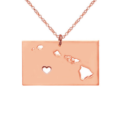 Rose Gold Hawaii State Necklace
