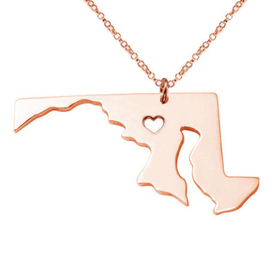 Rose Gold MD State Shaped Necklace
