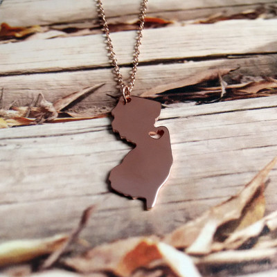 Rose Gold New Jersey State Necklace