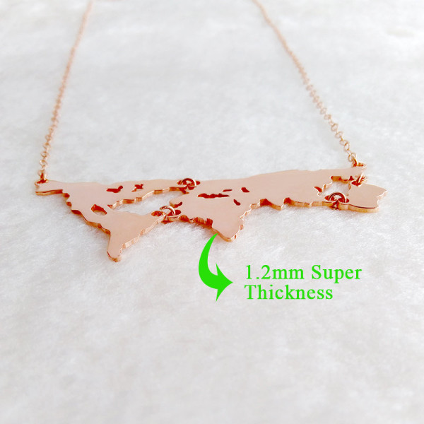 Rose gold World Map Necklace