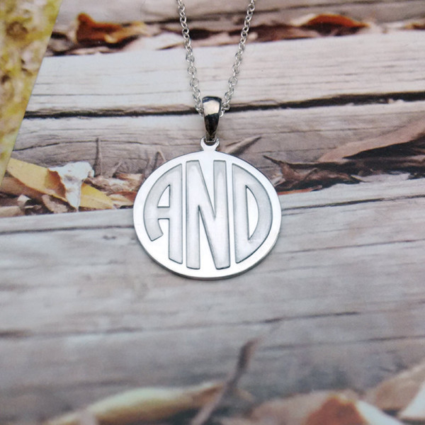 Silver Disc Necklace Monogram