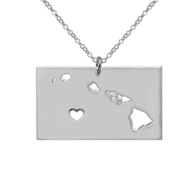 Silver HI State Charm Necklace