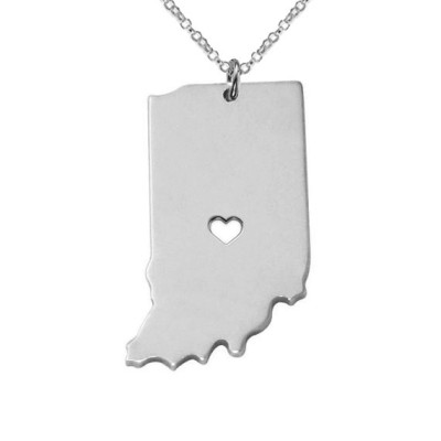 Silver Indiana State Necklace