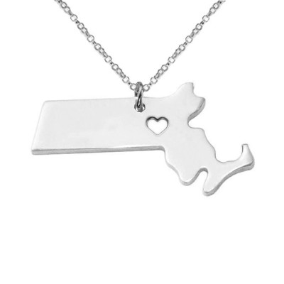 Silver MA State Necklace