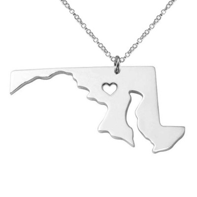 Silver MD State Necklace