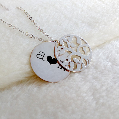 Silver Signature And Tree of Life Necklace