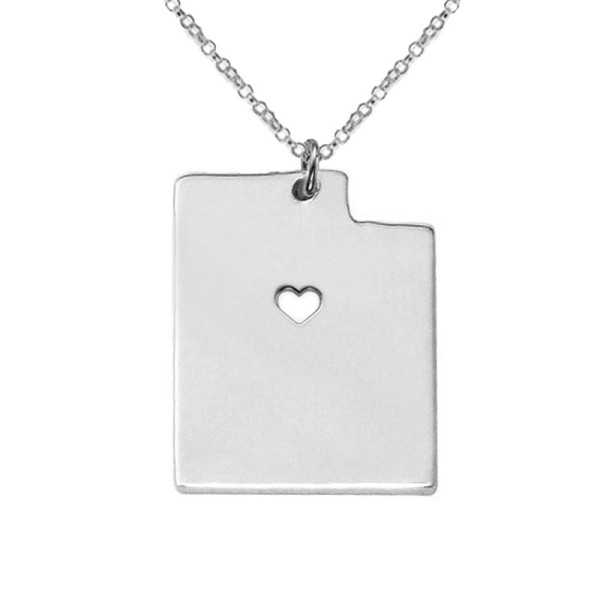 Silver UT State Necklace