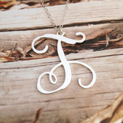 Silver initial Necklace