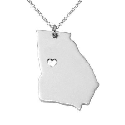 Sterling Silver GA State Necklace