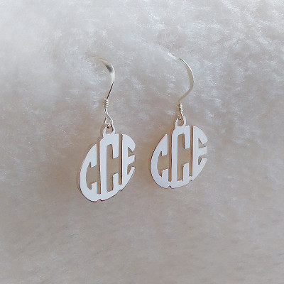 Sterling Silver Monogram Earrings-Personalize Earings any initial Monogram Earings 0.6"inch %100 Handmade