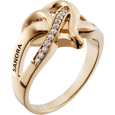 Personalized Couple's Gold over Silver Engraved Name Heart CZ Ring