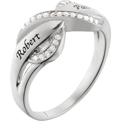 Personalized Couple's Sterling Silver Infinity Name Ring