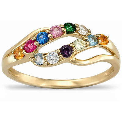 Keepsake Personalized Abundant Mother's Birthstone Ring available in 10kt Gold and 14kt Gold