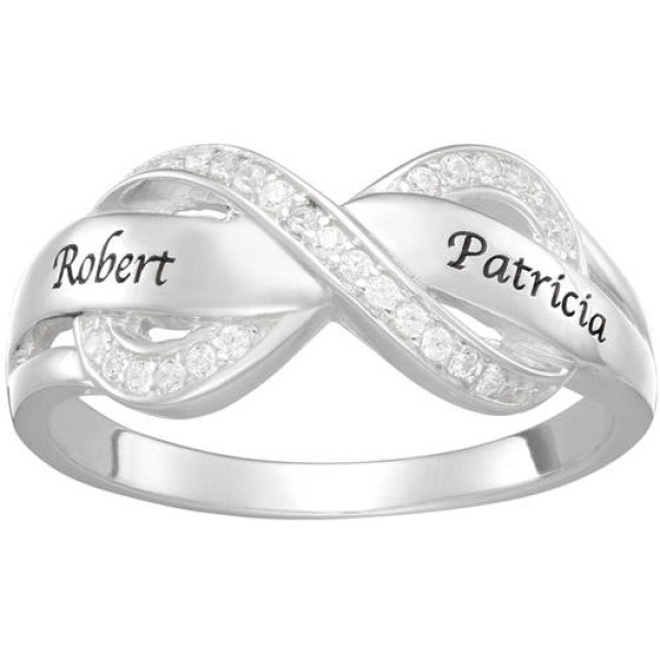 Personalized Couple's Sterling Silver Infinity Name Ring