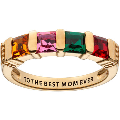 Personalized Mother's 18kt Yellow Gold Square 4-Birthstone Ring