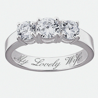Personalized Sterling Silver CZ Trio Promise & Engagement Ring