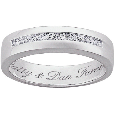 Personalized Sterling Silver CZ Wedding Band