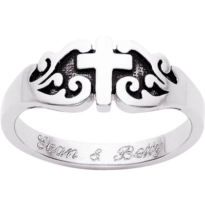 Personalized Sterling Silver Purity Cross Ring