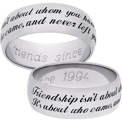 Personalized Sterling Silver Sweet Sentiments "Friendship" Sentiment 7mm Band