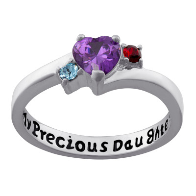 Personalized Sterling Silver "My Precious Daughter" Birthstone Ring