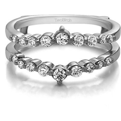 Personalized TwoBirch Women's Single Shared Prong Wedding Jacket Ring