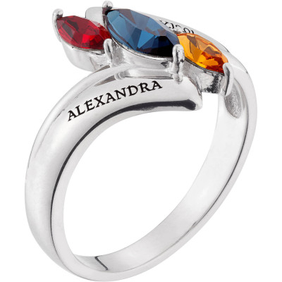 Personalized Sterling Silver Daughter Birthstone Ring