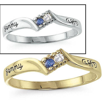 Keepsake Personalized Blessings Stackable Promise Ring with Birthstones