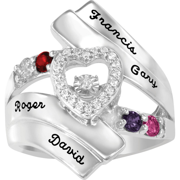 Keepsake Women's Personalized Jumping Gemstone Dearest Ring