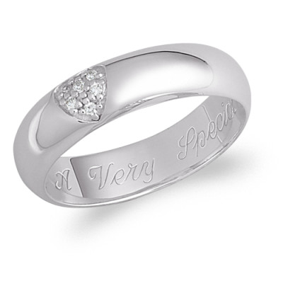Personalized Cubic Zirconia Pave-Set Heart Ring