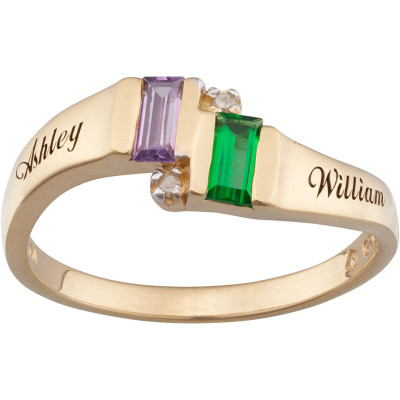 Personalized Gold Overlay Couple's Birthstone Ring