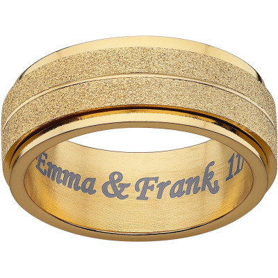 Personalized Gold Sterling Silver Engraved Frosted Spinner Band
