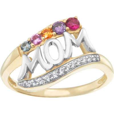 Personalized Keepsake CZ Mom's Tribute Ring