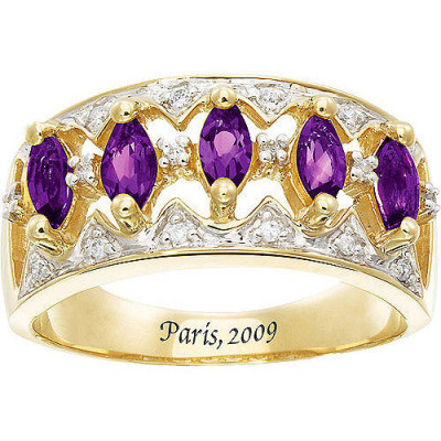 Personalized Keepsake Filigree Marquise Gemstone Ring