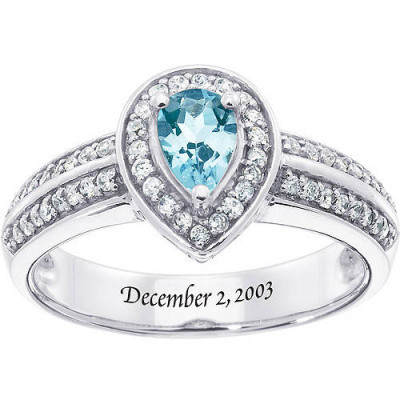 Personalized Keepsake Pear-Drop Gemstone Ring