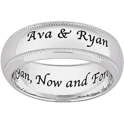 Personalized Laser-Engraved Wedding Band in Sterling Silver