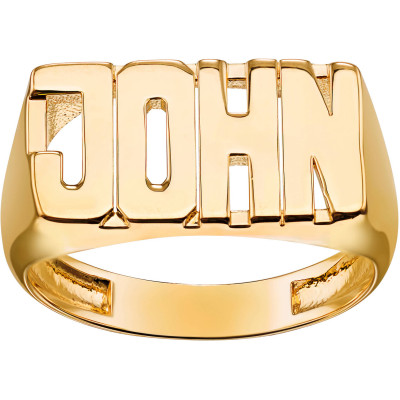 Personalized Men's Gold over Sterling Silver Block Name Ring
