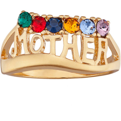 Personalized Mother's 18kt Yellow Gold Birthstone Ring