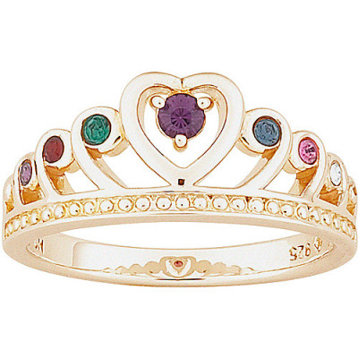 Personalized Mother's Birthstone Crown Ring in 18kt Gold-Plated Sterling Silver