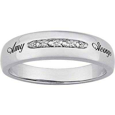 Personalized Platinum-Plated Sterling Silver Couples Bespoke Necklace Name Eternity Band