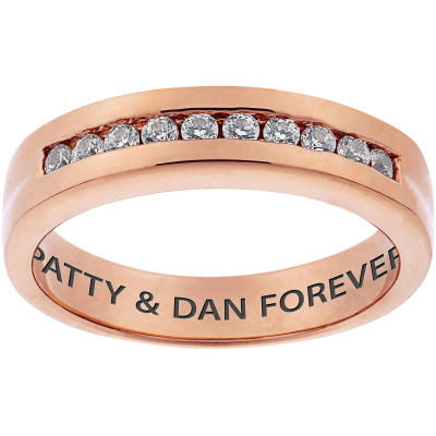 Personalized Rose Gold over Sterling Women's Engraved Wedding Band