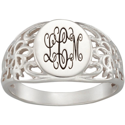 Personalized Sandra Magsamen Sterling Silver Signet Ring