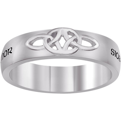 Personalized Sterling Silver Couple's Engraved Name Celtic Wedding Band