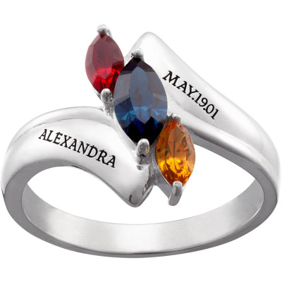 Personalized Sterling Silver Daughter Birthstone Ring