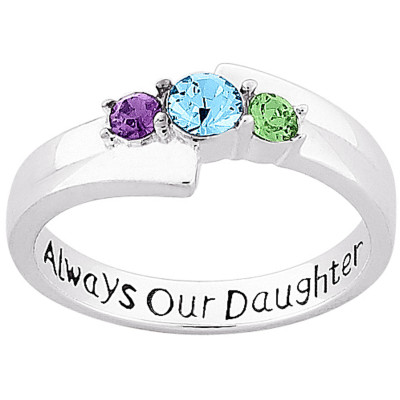 Personalized Sterling Silver "Always Our Daughter" Birthstone Ring