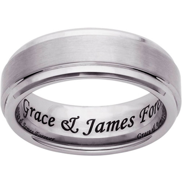 Personalized Tungsten Polished and Satin Inner Message Band