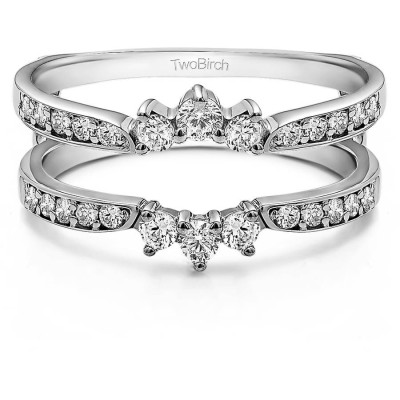 Personalized TwoBirch Women's Crown Inspired Half Halo Wedding Ring Guard Enhancer