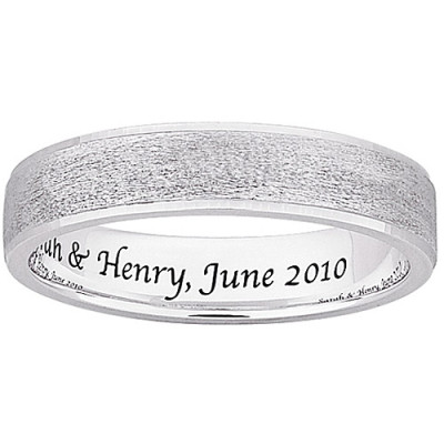 Personalized Women's Sterling Silver Brushed Satin Inside Engraved Wedding Band