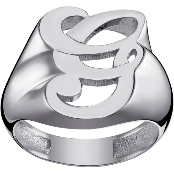 Personalized Women's Sterling Silver Fancy Single Initial Ring