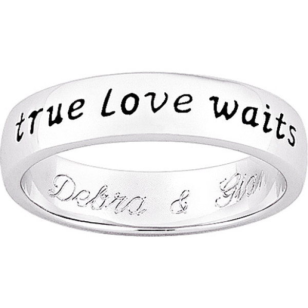 Sterling Silver "True Love Waits" Personalized Purity Ring
