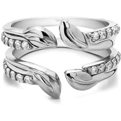 TwoBirch Personalized Leaf Embellished Ring Guard
